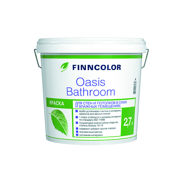 Краска Finncolor Oasis Bathroom, база A, 2,7 л краска tikkurila remontti assa интерьерная акрилатная стойкая к мытью полуматовая база a 9л 81560010160