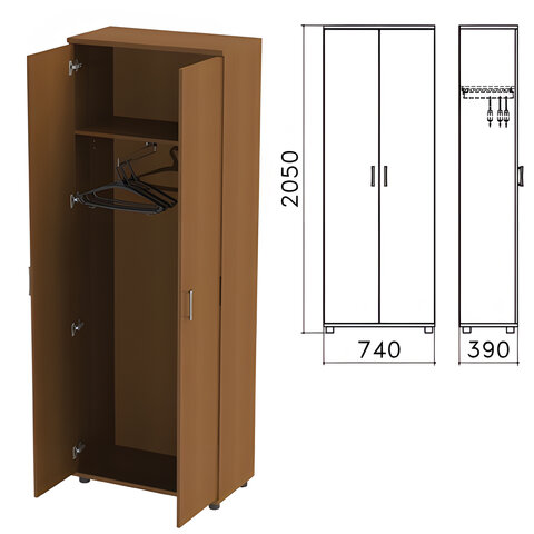 фото Шкаф для одежды монолит, 740х390х2050 мм, цвет орех гварнери, шм49.3
