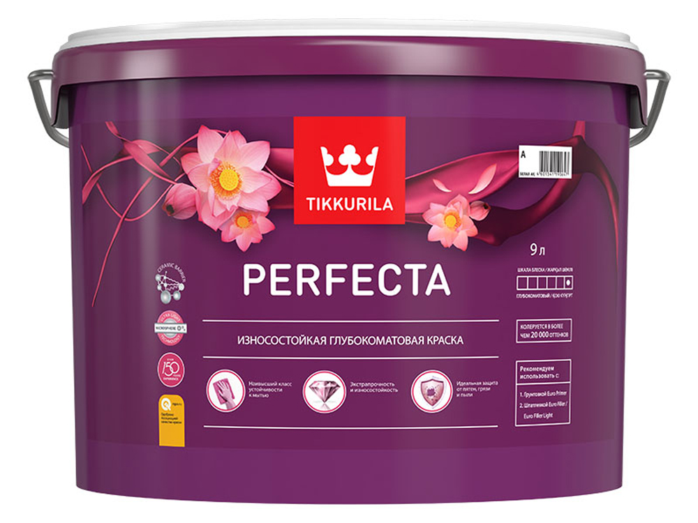 Краска Tikkurila Perfecta, база C, 9 л краска интерьерная tikkurila perfecta цвет бесцветный 9 л