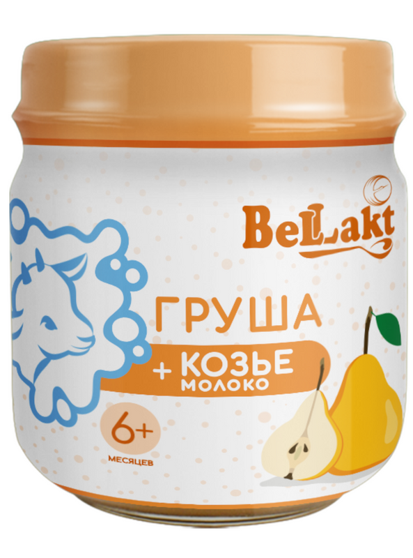 

Пюре фрктовое Беллакт из груш с козьим молоком, 80г, с 6 м.,12 шт