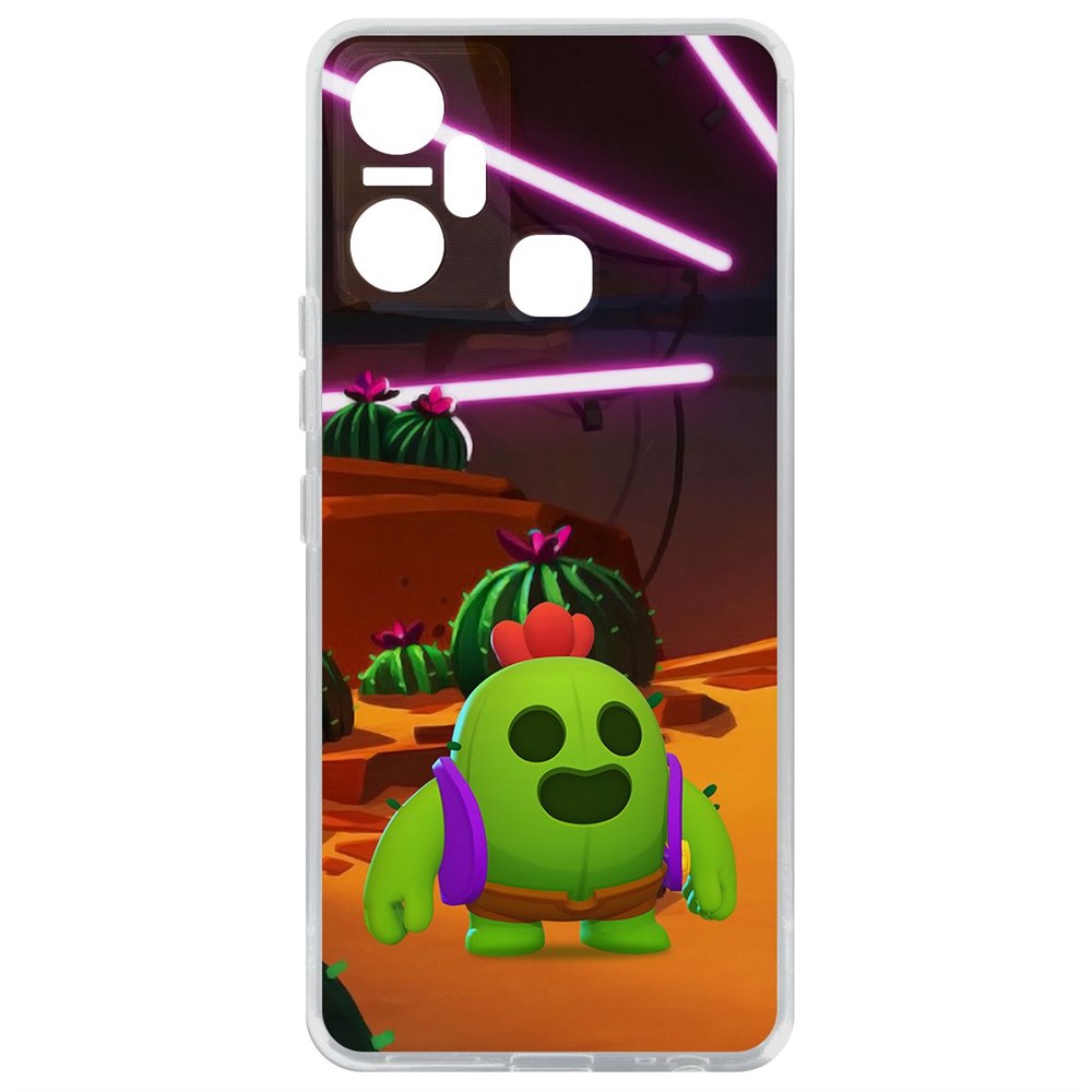 

Чехол-накладка Кейс Brawl Stars-Спайк для Infinix Smart 6 Plus, Прозрачный
