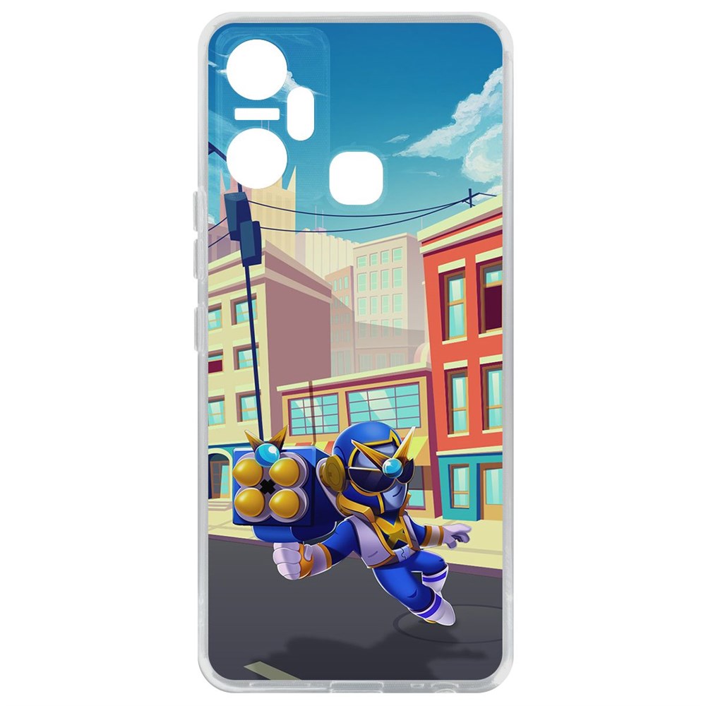 

Чехол-накладка Кейс Brawl Stars-Супер Рейнджер Брок для Infinix Smart 6 Plus, Прозрачный