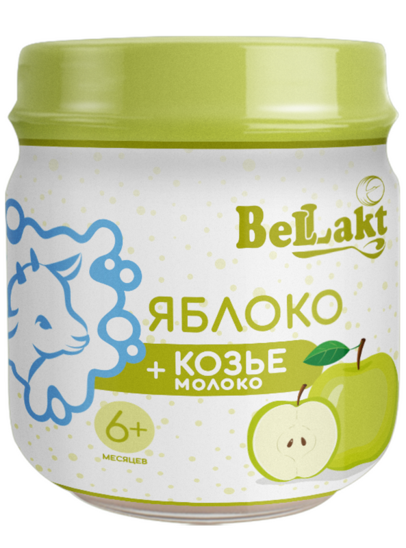 

Пюре фрктовое Беллакт из яблок с козьим молоком, 80г, с 6 м.,12 шт
