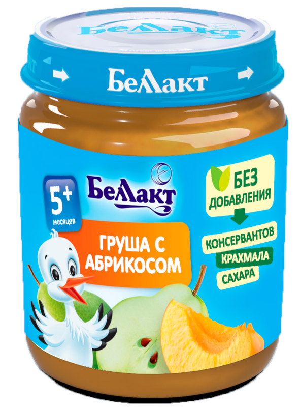 

Пюре фруктовое Беллакт из груш и абрикосов, 100г, с 5 м.,12 шт, груша с абрикосом