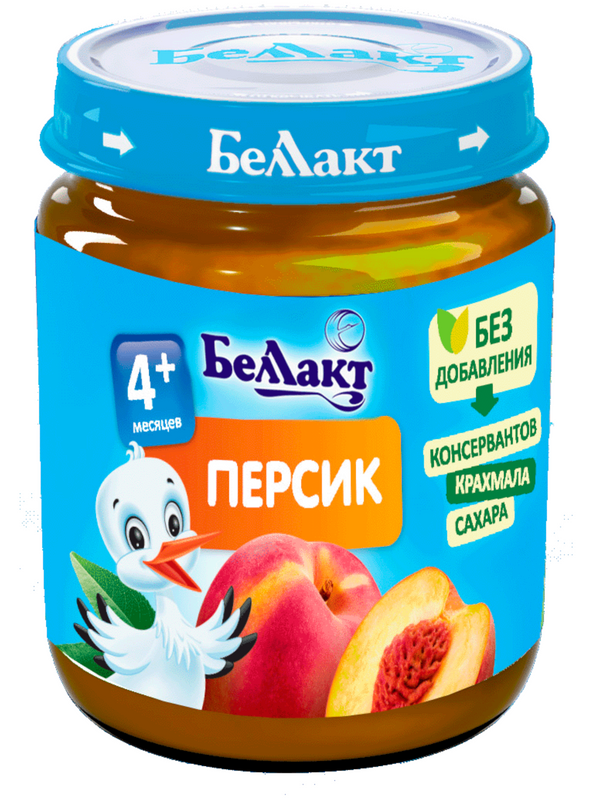 

Пюре фруктовое Беллакт из персиков , 100г, с 4 м.,12 шт, персик