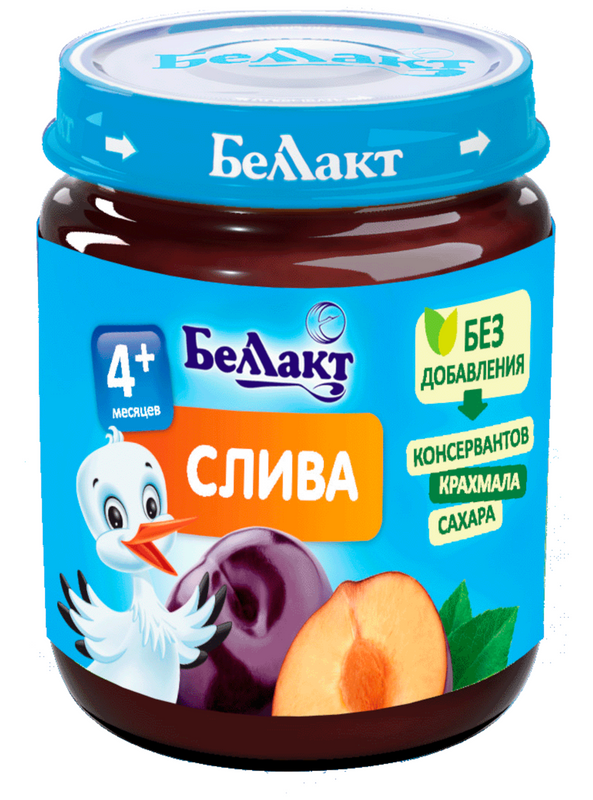 

Пюре фрктовое Беллакт из слив, 100г, с 4 м.,12 шт, из слив