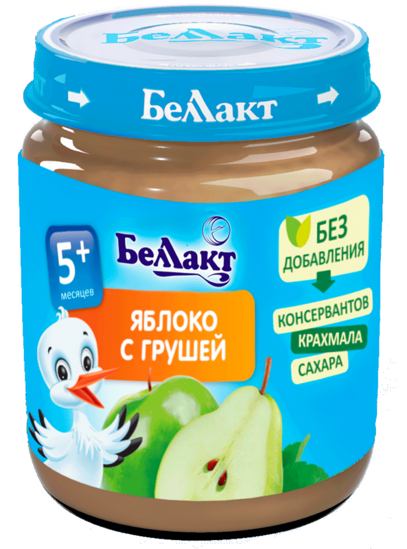 

Пюре фруктовое Беллакт из яблок и груш, 100г, с 5 м.,12 шт, яблоко груша