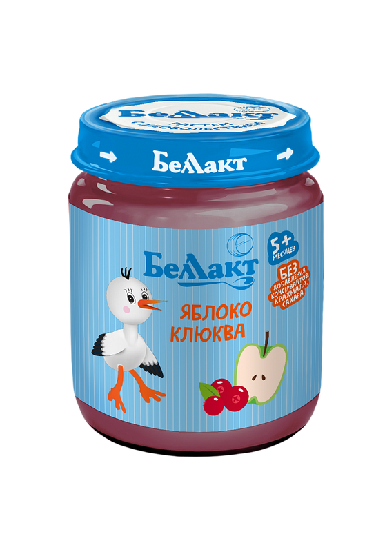 

Пюре Беллакт из яблок и клюквы 100гр 1 шт., из яблок и клюквы