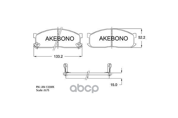 Колодки тормозные дисковые передние NISSAN VANETTE AN-133WK AKEBONO 100053695528