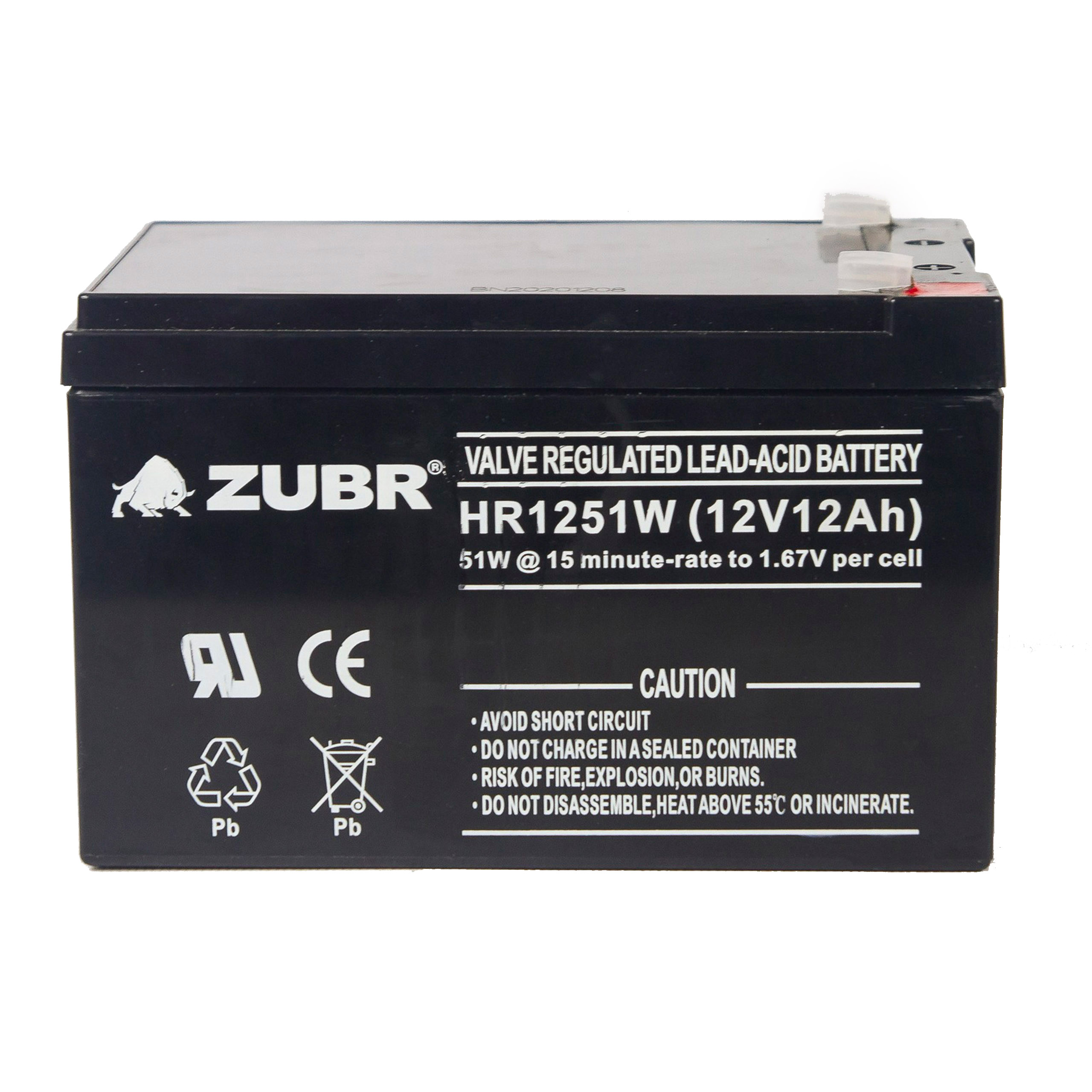 Аккумулятор для ибп ZUBR 12v 12Ah F2/T2 ZUBR12V12AhHR1251W