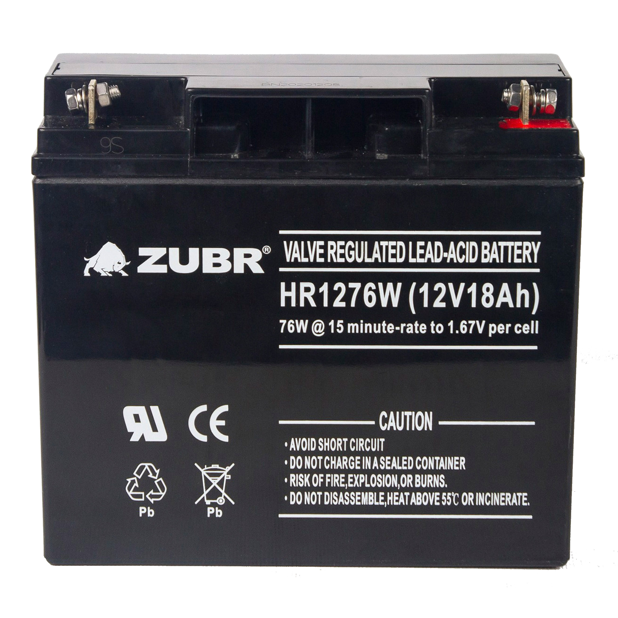 Аккумулятор для ибп ZUBR 12v 18Ah M5/T12 ZUBR12V18AhHR1276W