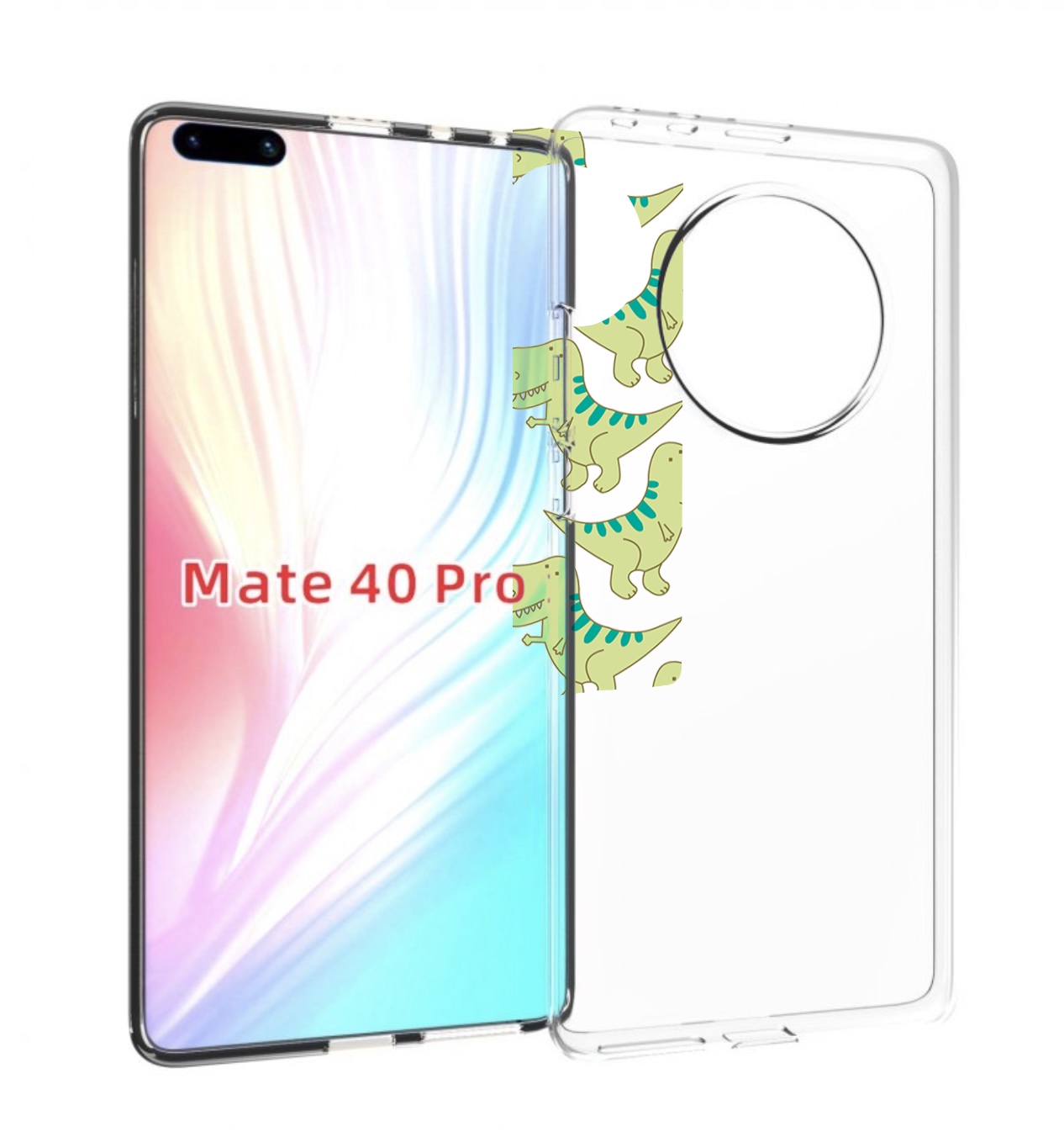 

Чехол MyPads зеленые-динозаврики для Huawei Mate 40 Pro (NOH-NX9), Прозрачный, Tocco