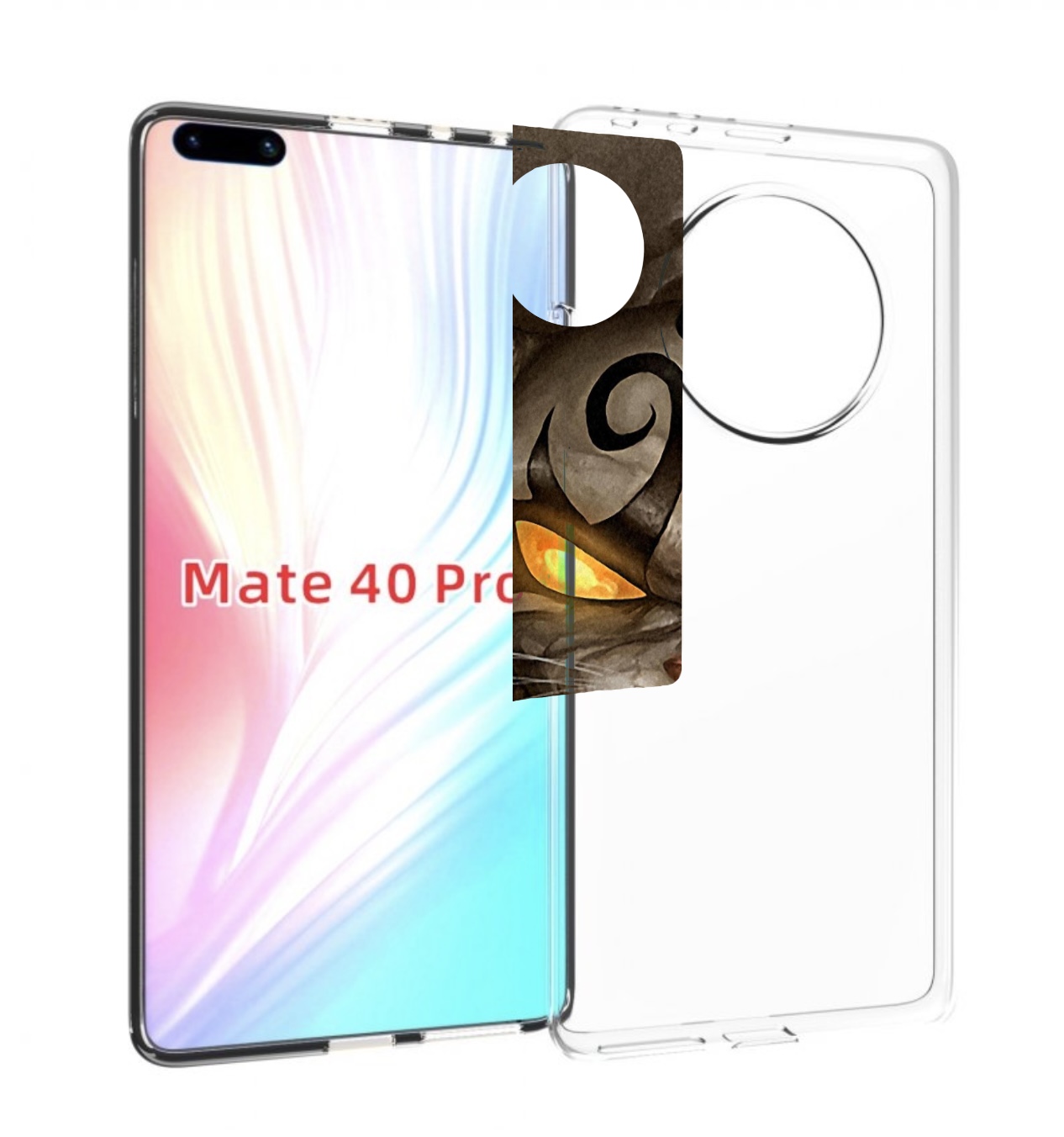 

Чехол MyPads злой котик с желтыми глазами для Huawei Mate 40 Pro (NOH-NX9), Прозрачный, Tocco