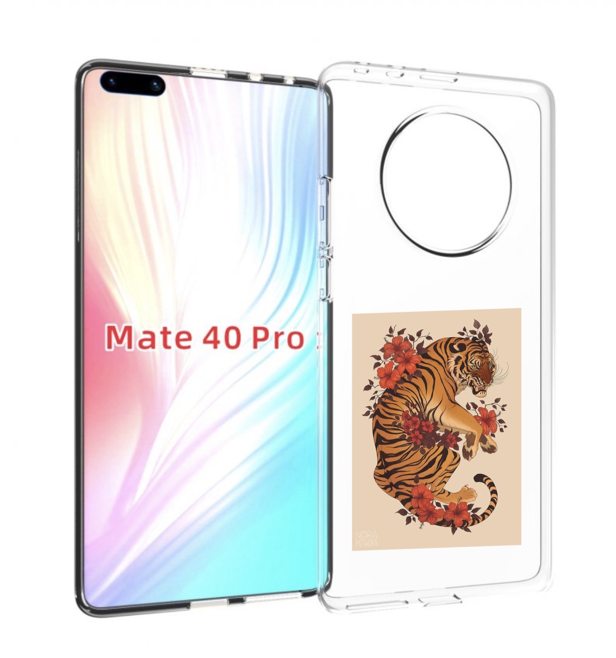 

Чехол MyPads злой-тигр-с-цветами для Huawei Mate 40 Pro (NOH-NX9), Прозрачный, Tocco