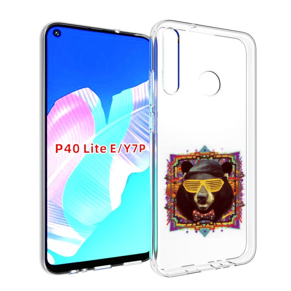 

Чехол бампер MyPads Медведь в очках для Huawei P40 Lite E, Прозрачный, Tocco