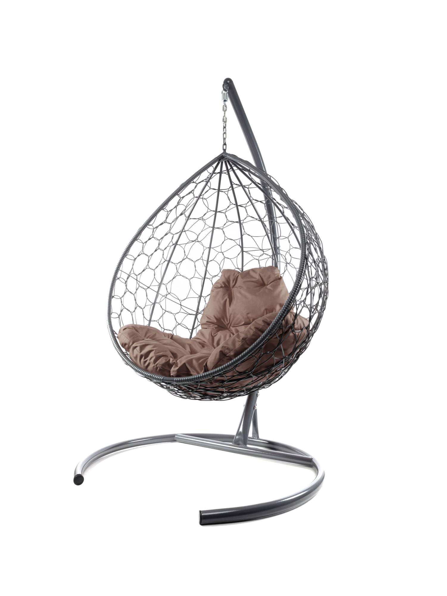 

Подвесное кресло серое, ротанг 23071757 коричневая подушка, Подвесное кресло