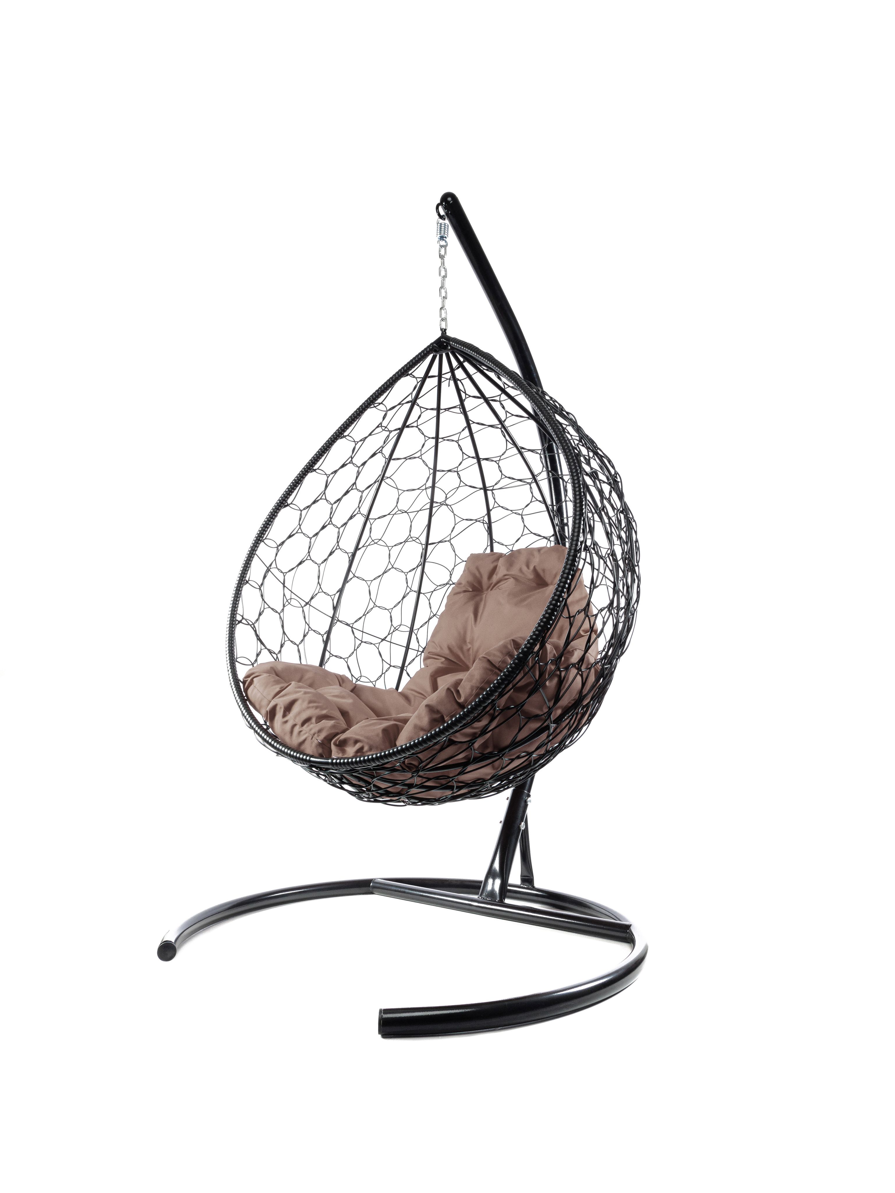 Подвесное кресло чёрное, ротанг 23071768 коричневая подушка