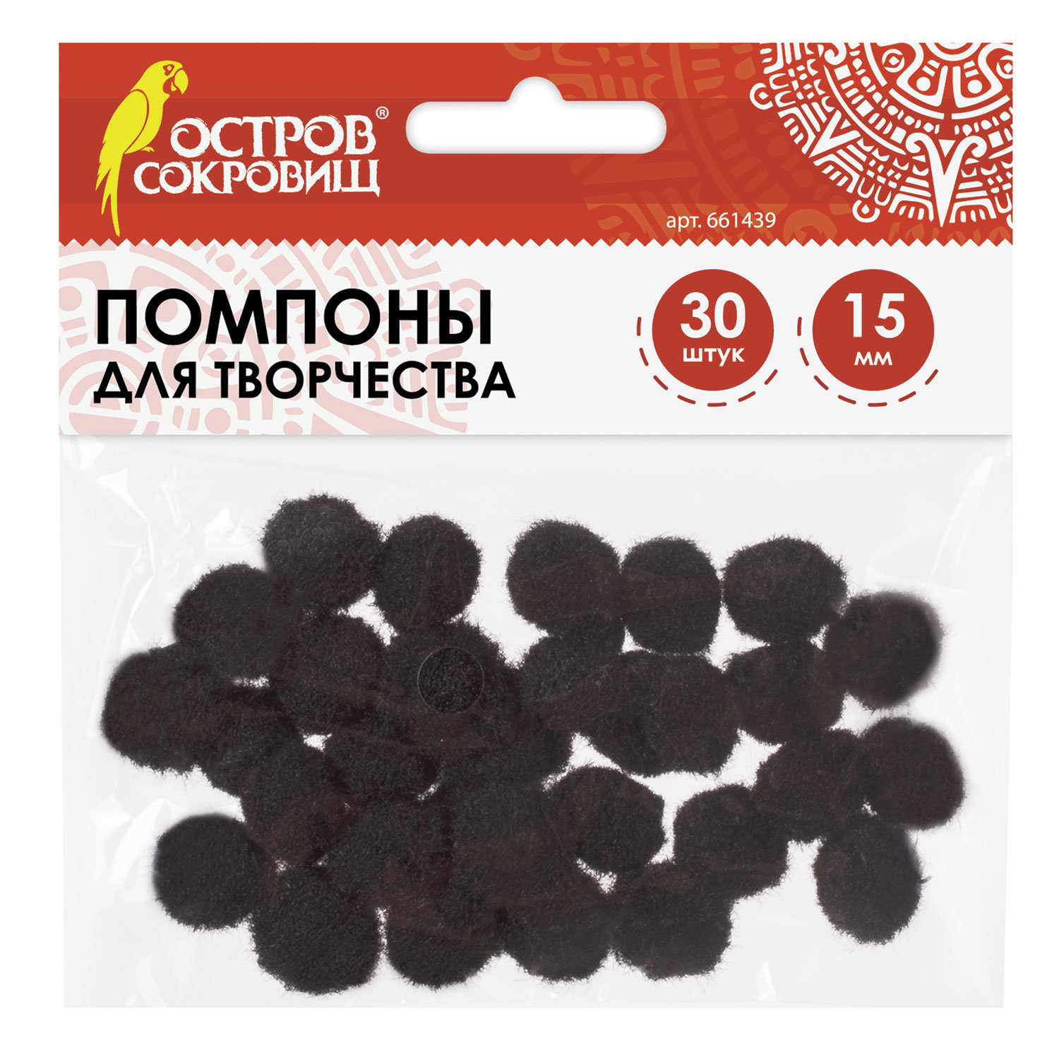 

Помпоны для творчества, черные, 15 мм, 30 шт ОСТРОВ СОКРОВИЩ, 661439, Разноцветный