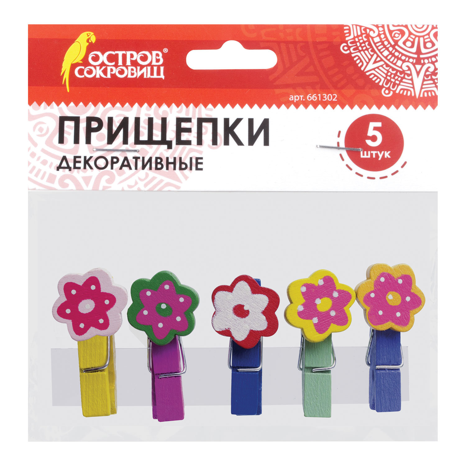 

Прищепки декоративные Цветочки, 5 штук, 3,5 см, ассорти, ОСТРОВ СОКРОВИЩ, 661302, Разноцветный
