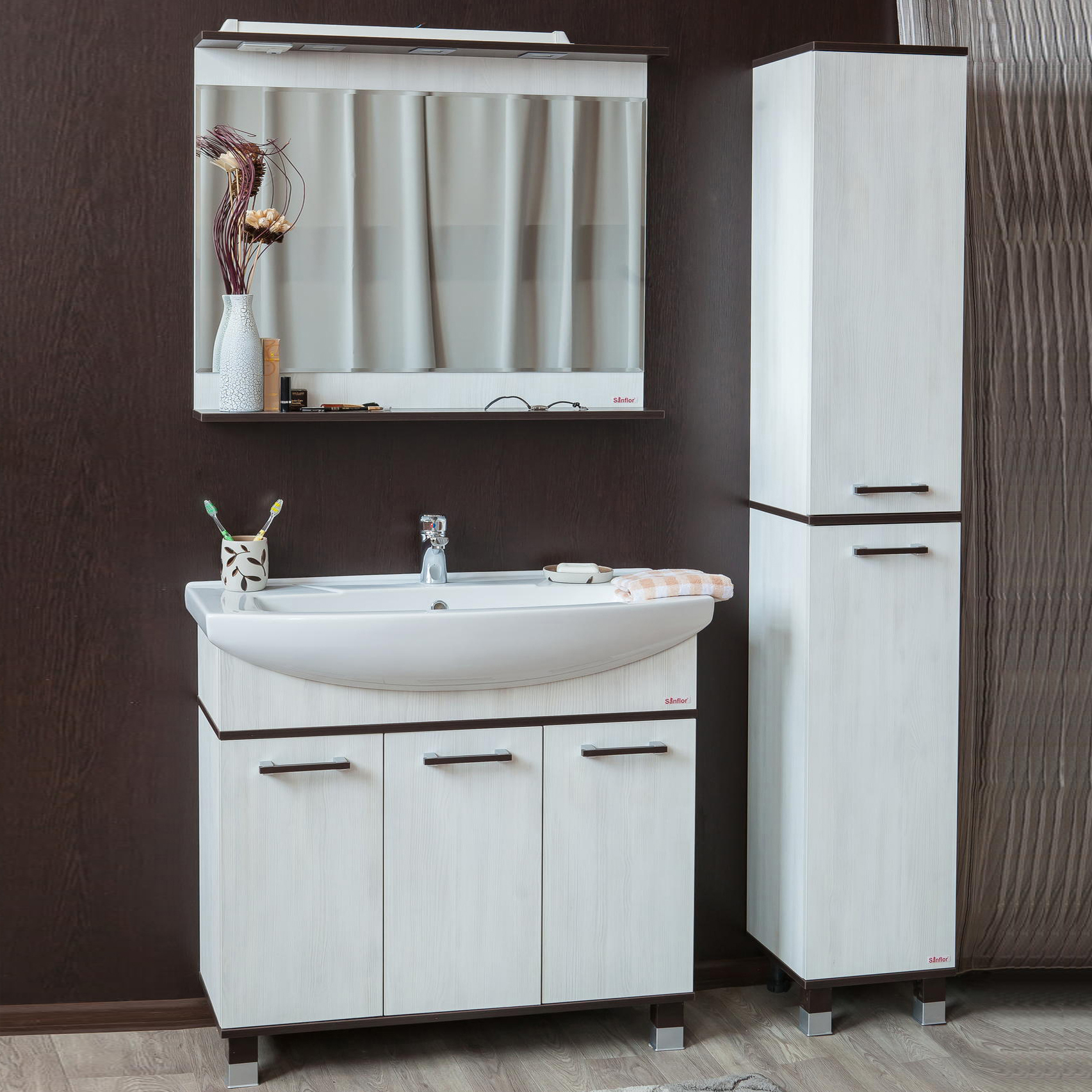 

Sanflor Мебель для ванной Sanflor Толедо 105 венге, северное дерево светлое