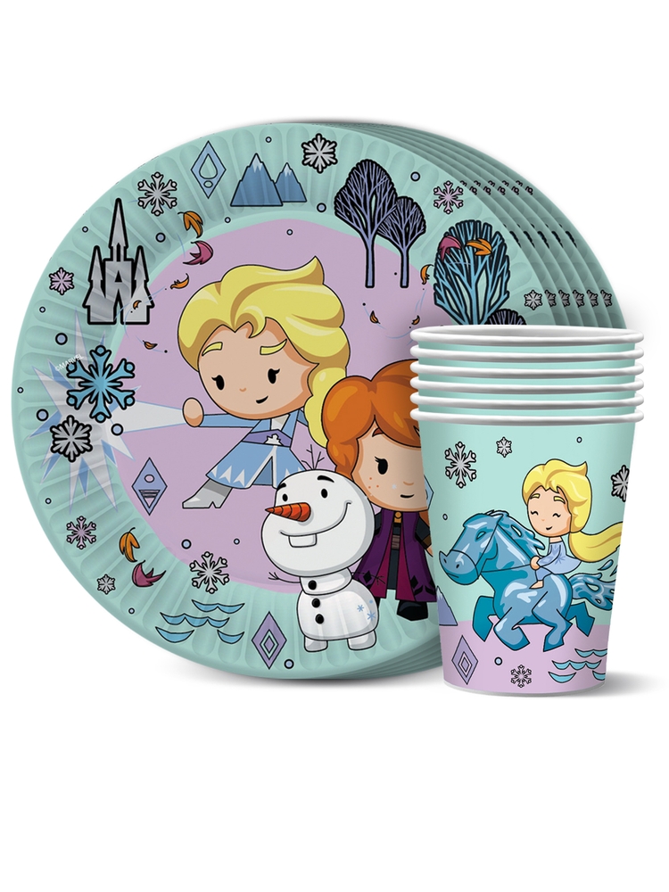 Набор для праздника ND Play. Frozen 2 Чиби (тарелка мал., стакан, по 6 шт.)