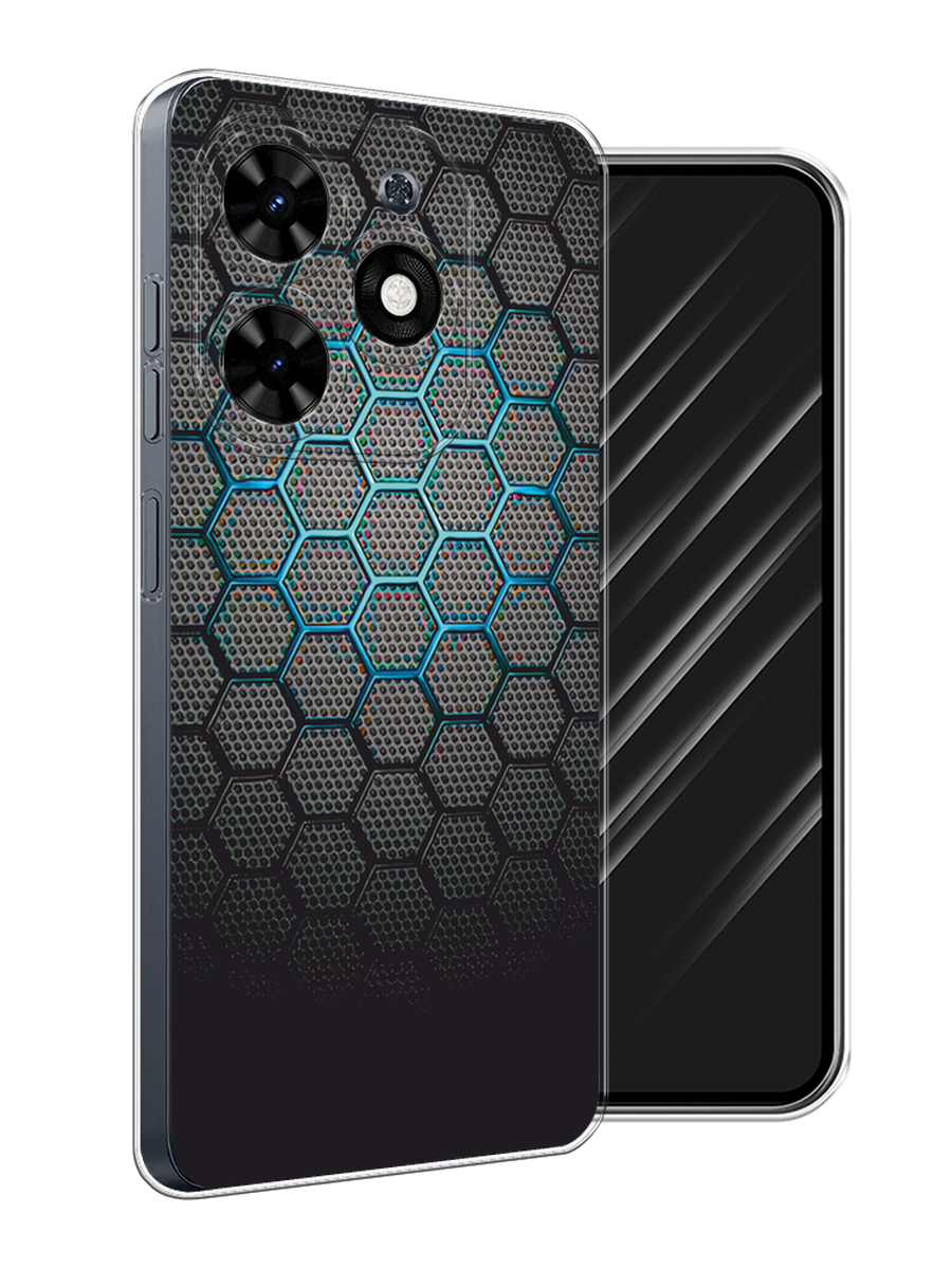 

Чехол Awog на Tecno Spark Go 2024 "Бирюзовые соты", Бирюзовый;синий;черный, 304650-1