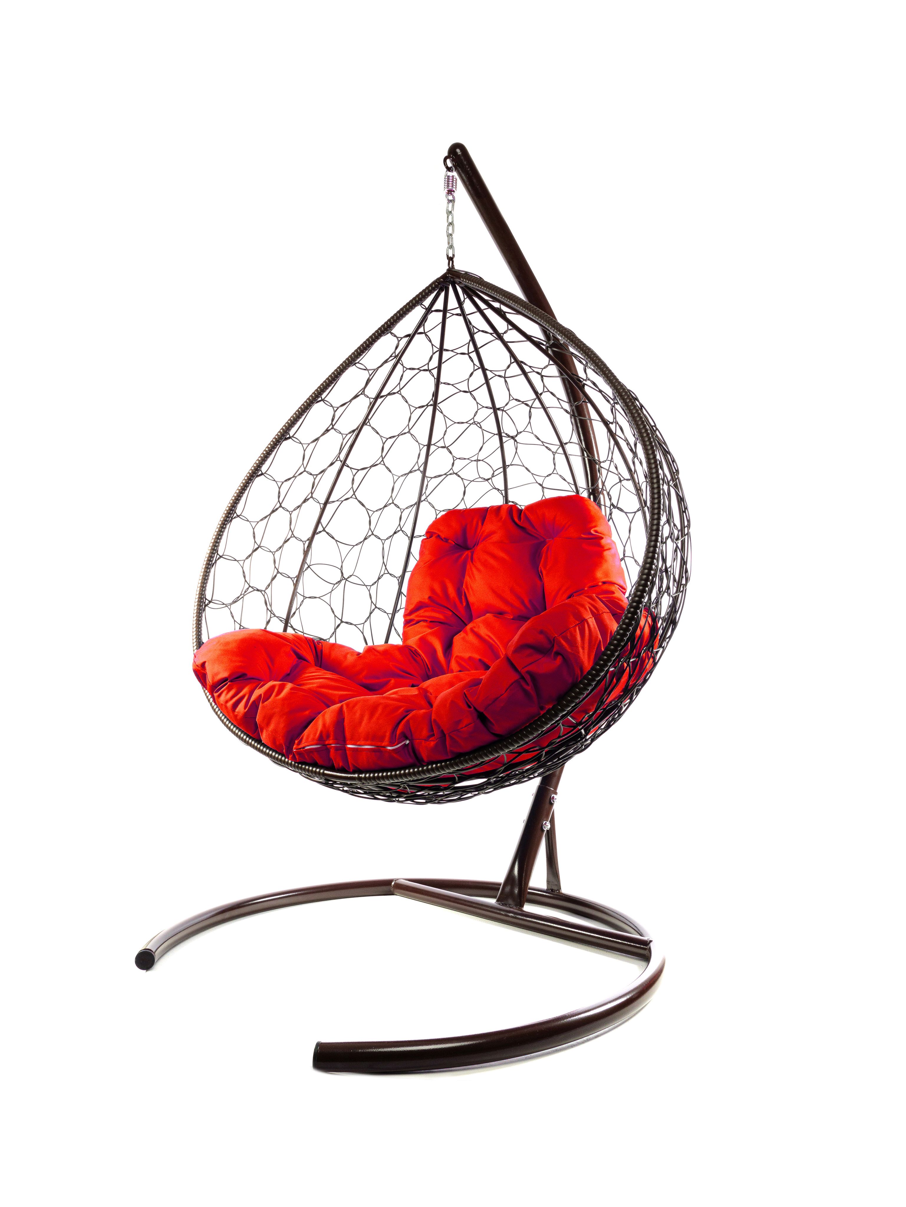 Подвесное кресло коричневое, Big, ротанг 23071460 красная подушка