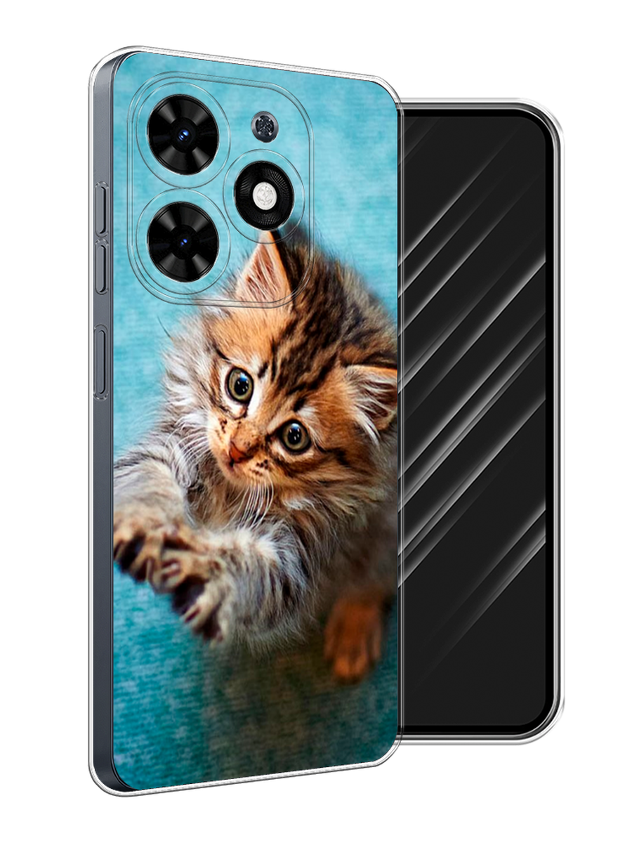 

Чехол Awog на Tecno Spark Go 2024 "Котенок просит есть", Бирюзовый;коричневый;белый, 304650-1
