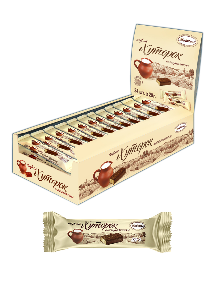 

Вафли Хуторок глазированные 20г 24 штуки/ Вкус, знакомый с детства, 40804103