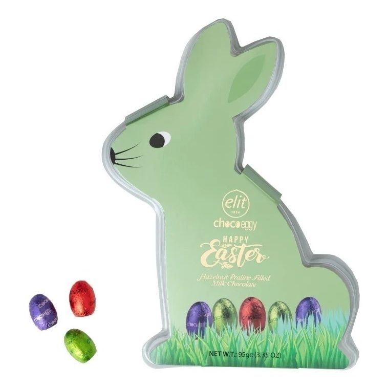 Конфеты шоколадные Elit 1924 Choco Eggy Happy Easter Bunny с пралине из фундука 95 г