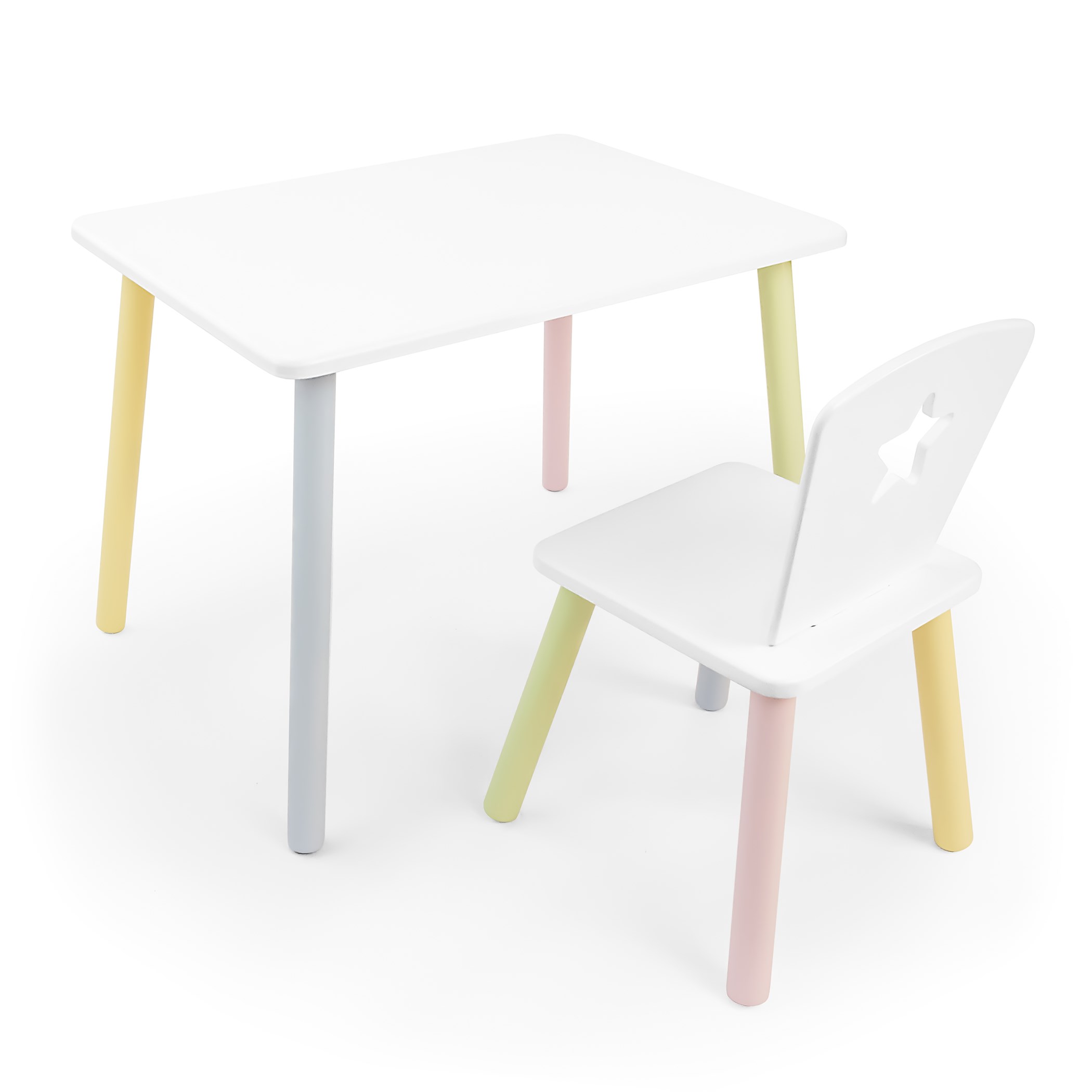 фото Детский комплект стол и стул звезда rolti baby белый/цветной, массив березы/мдф 89644