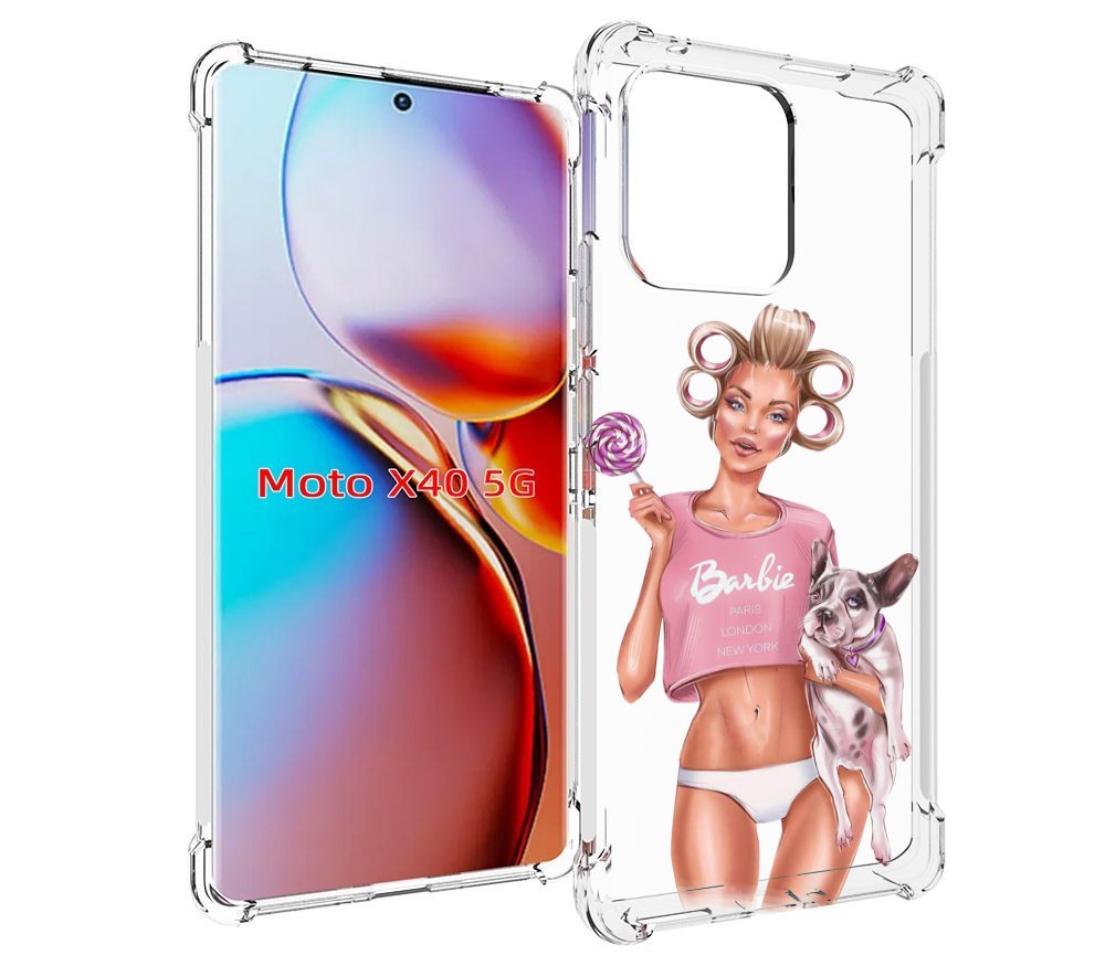 

Чехол MyPads Барби-с-собачкой женский для Motorola Moto X40, Прозрачный, Tocco