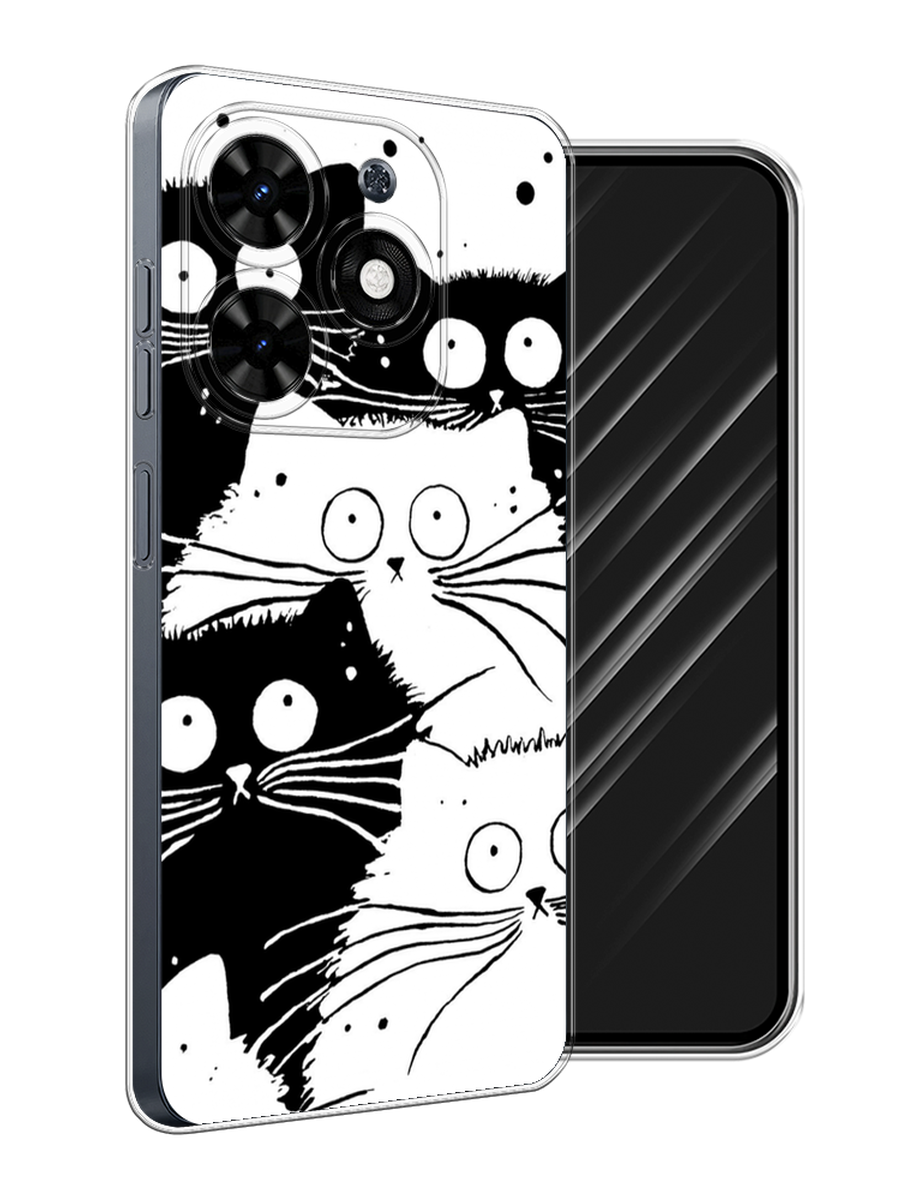 

Чехол Awog на Tecno Spark Go 2024 "Коты черно-белые", Черный;белый, 304650-1