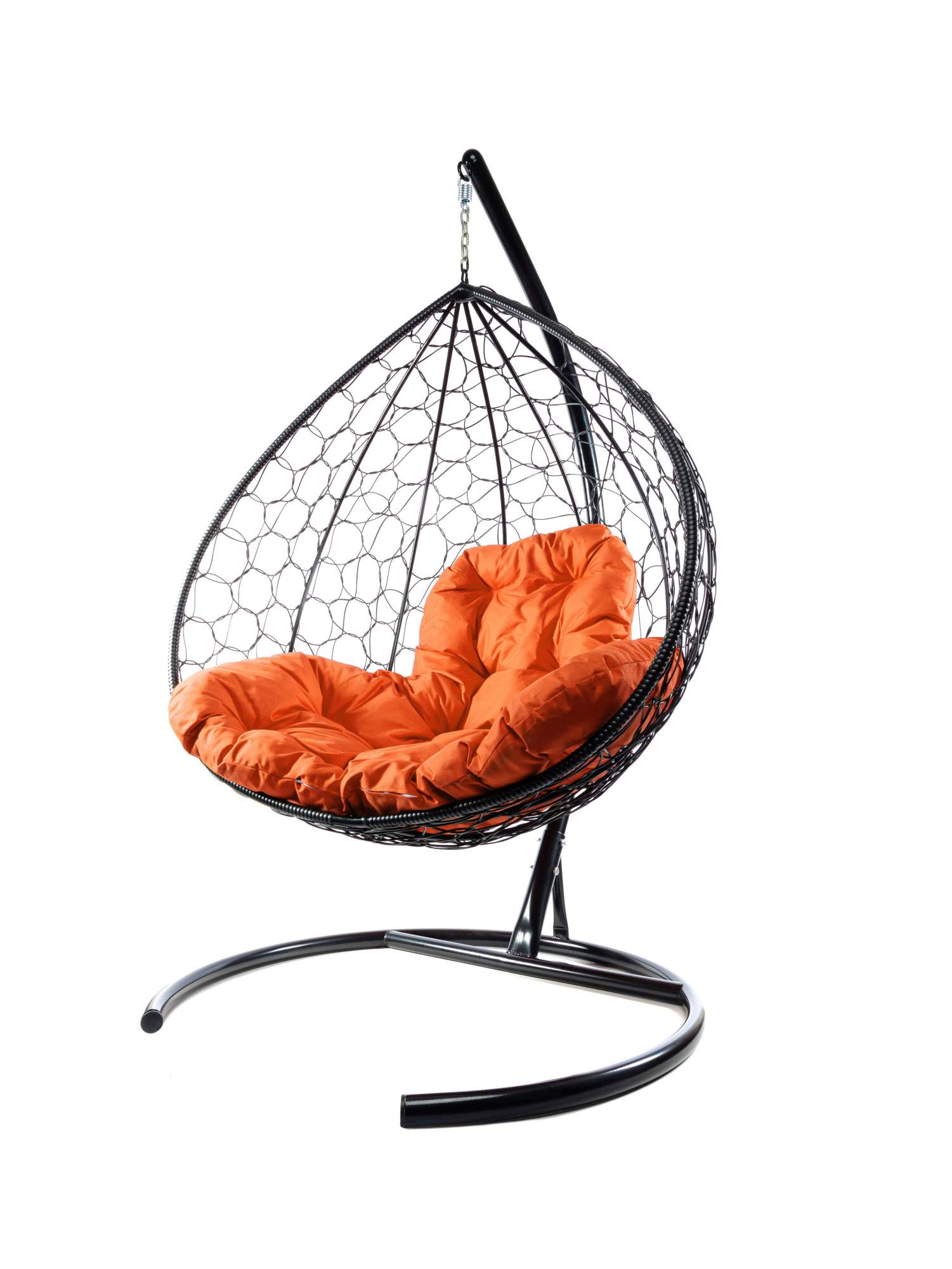 

Подвесное кресло чёрное, Big, ротанг 23071481 оранжевая подушка, Big
