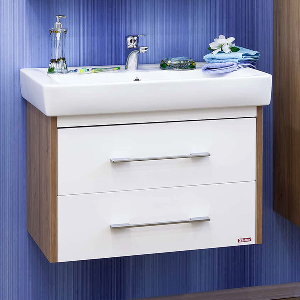

Sanflor Тумба с раковиной Sanflor Ларго 2 80 вяз швейцарский, белая