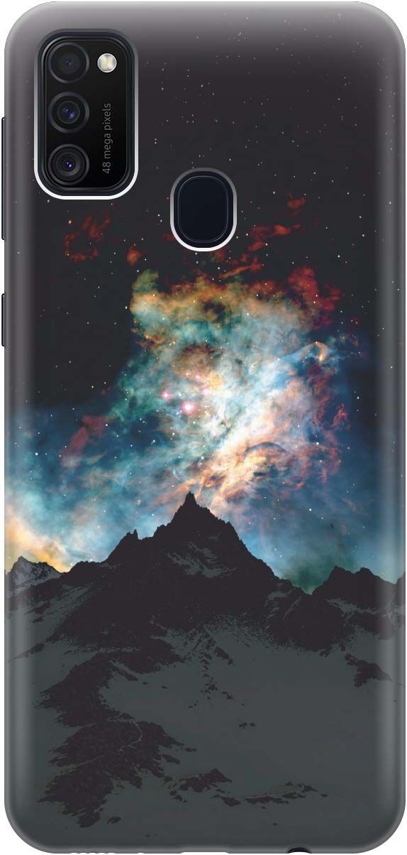 

Силиконовый чехол на Samsung Galaxy M21/M30s с принтом "Горы и звезды", Синий;черный, 196