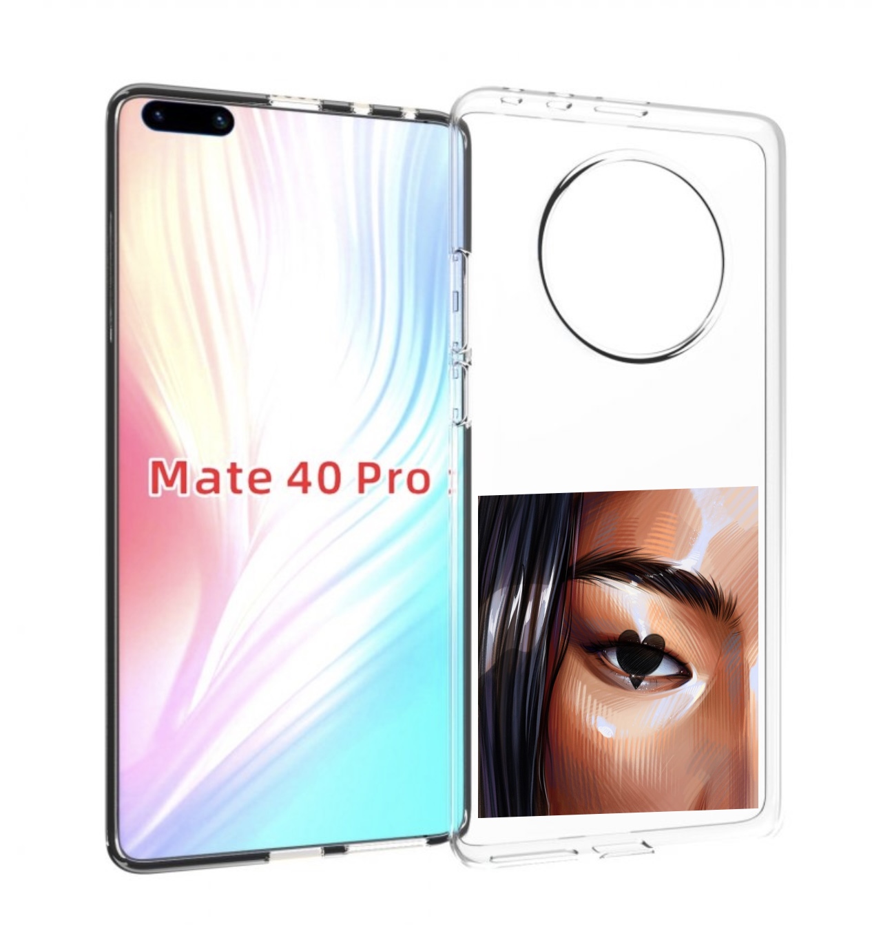 

Чехол MyPads зрачок-сердце женский для Huawei Mate 40 Pro (NOH-NX9), Прозрачный, Tocco