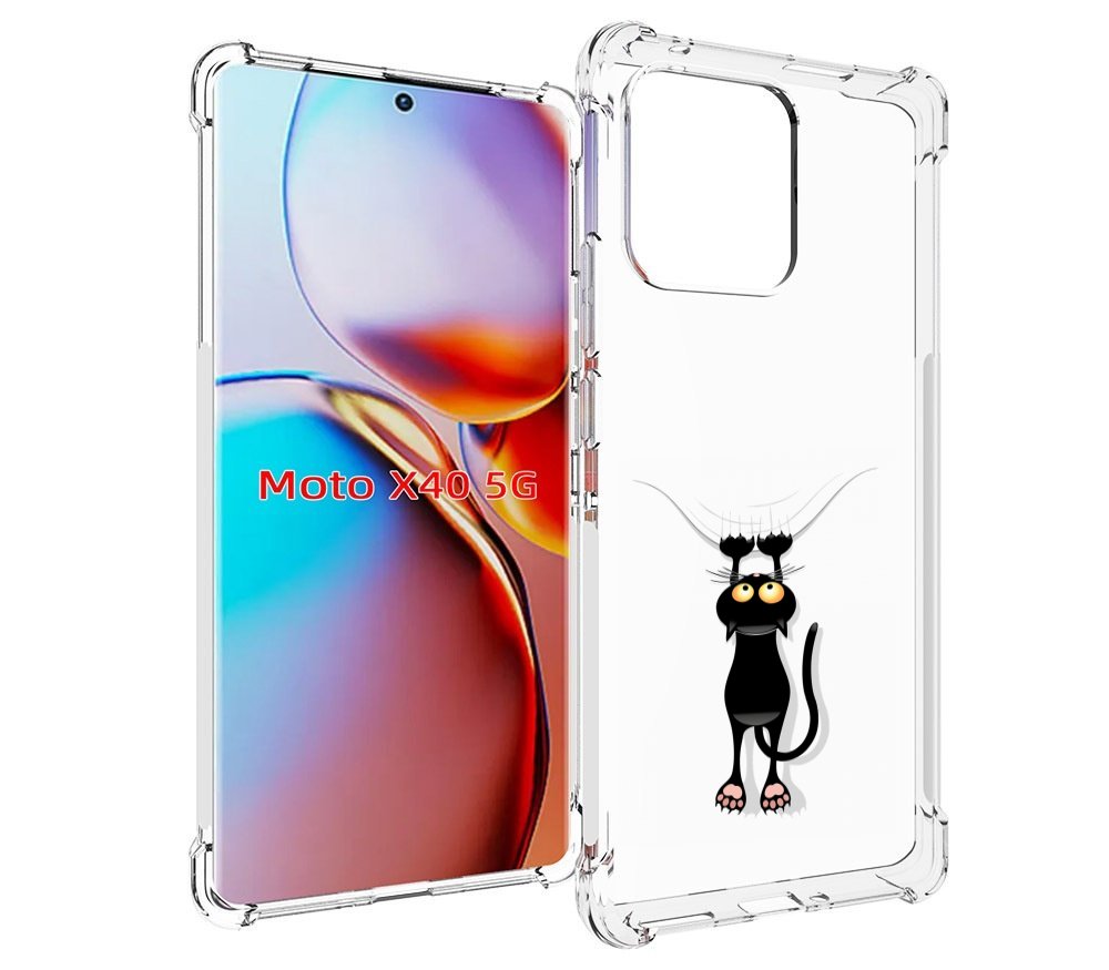 

Чехол MyPads Висячий-кот для Motorola Moto X40, Прозрачный, Tocco