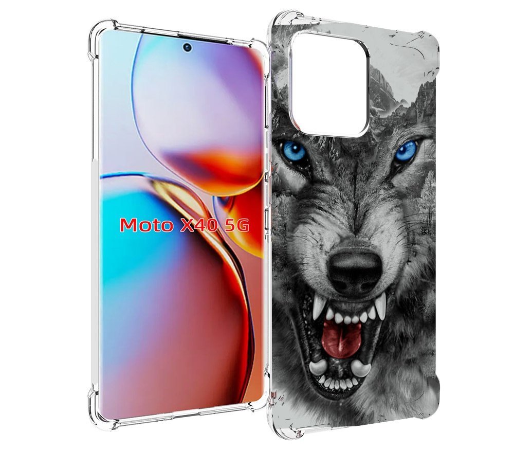 

Чехол MyPads Волк-частица мужской для Motorola Moto X40, Прозрачный, Tocco