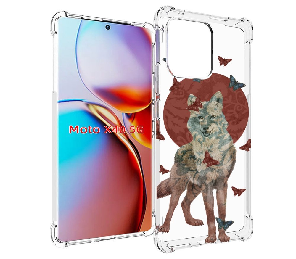

Чехол MyPads Волчица с бабочками для Motorola Moto X40, Прозрачный, Tocco