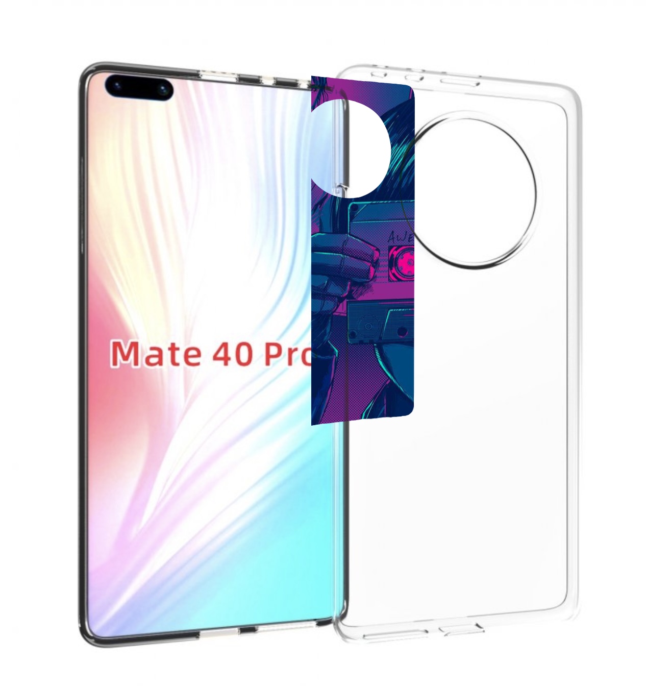 Чехол MyPads киберпанк с кассетой для Huawei Mate 40 Pro (NOH-NX9)