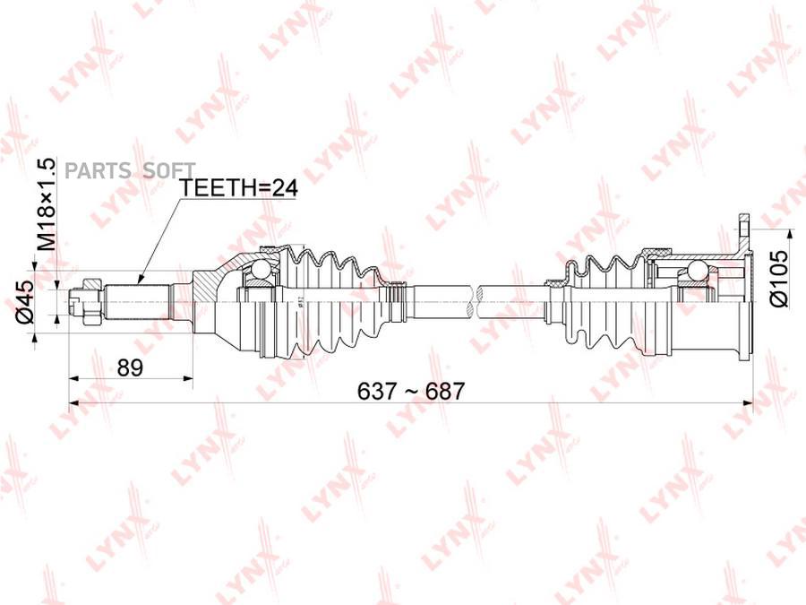 

LYNXAUTO 'CD1143 Привод в сборе лев.SUZUKI SX4 1.6-2.0 MT 06-14, FIAT Sedici 1.6-1.9D MT 0
