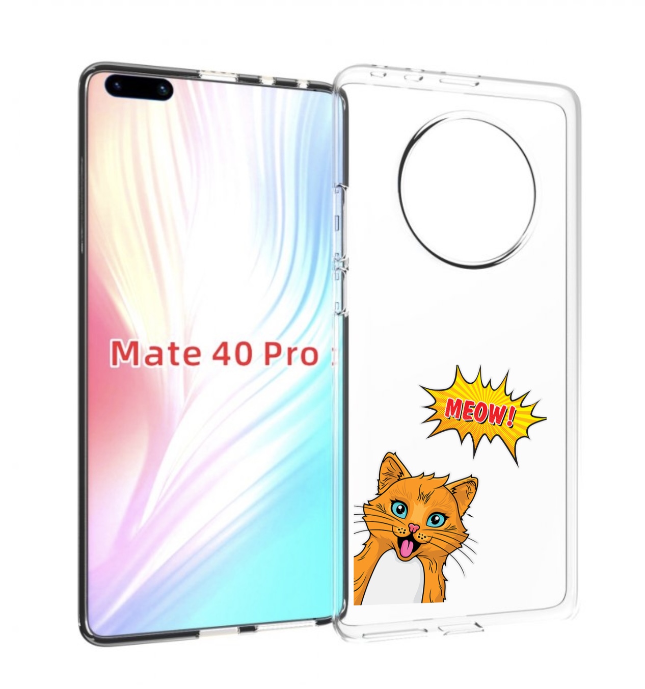 

Чехол MyPads кот-мяу детский для Huawei Mate 40 Pro (NOH-NX9), Прозрачный, Tocco
