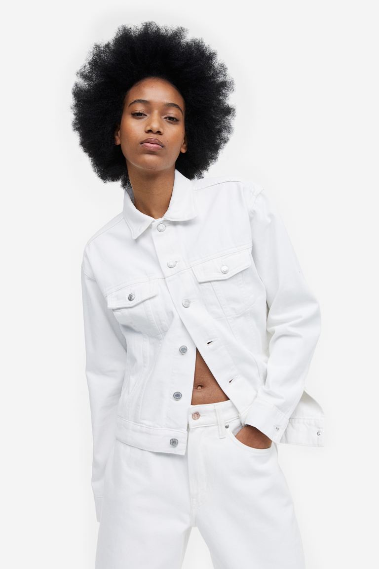Джинсовая куртка женская H&M 1110112004 белая XL (доставка из-за рубежа)