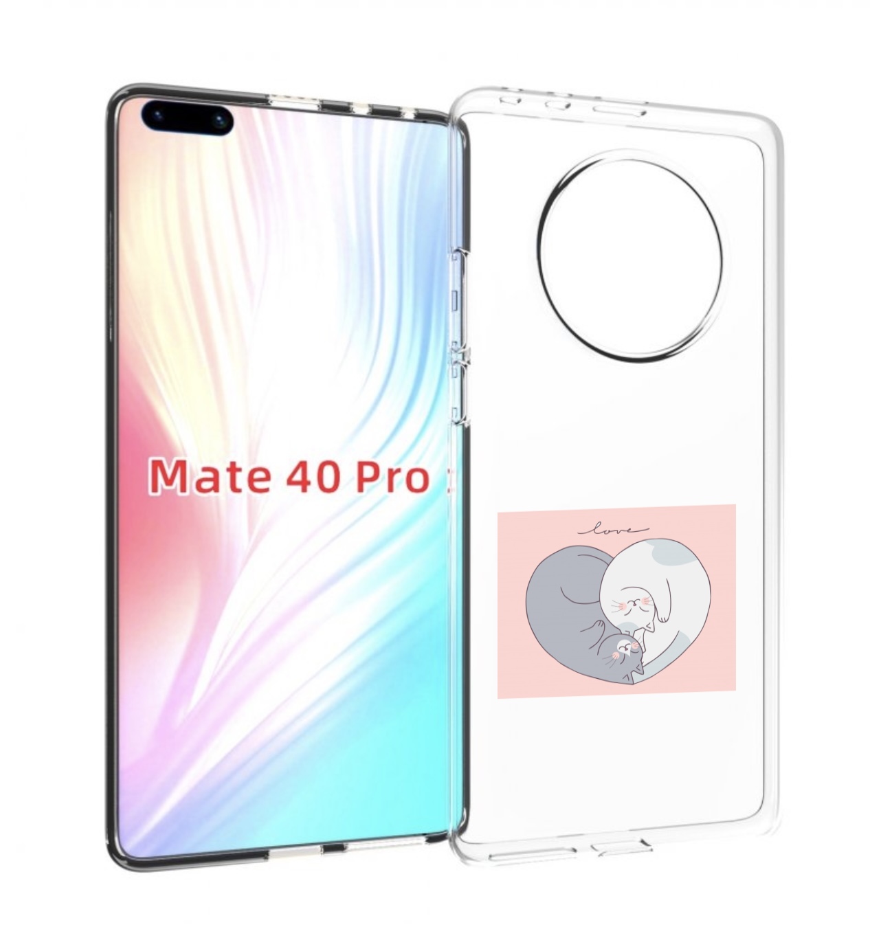 

Чехол MyPads котики-в-форме-сердца для Huawei Mate 40 Pro (NOH-NX9), Прозрачный, Tocco