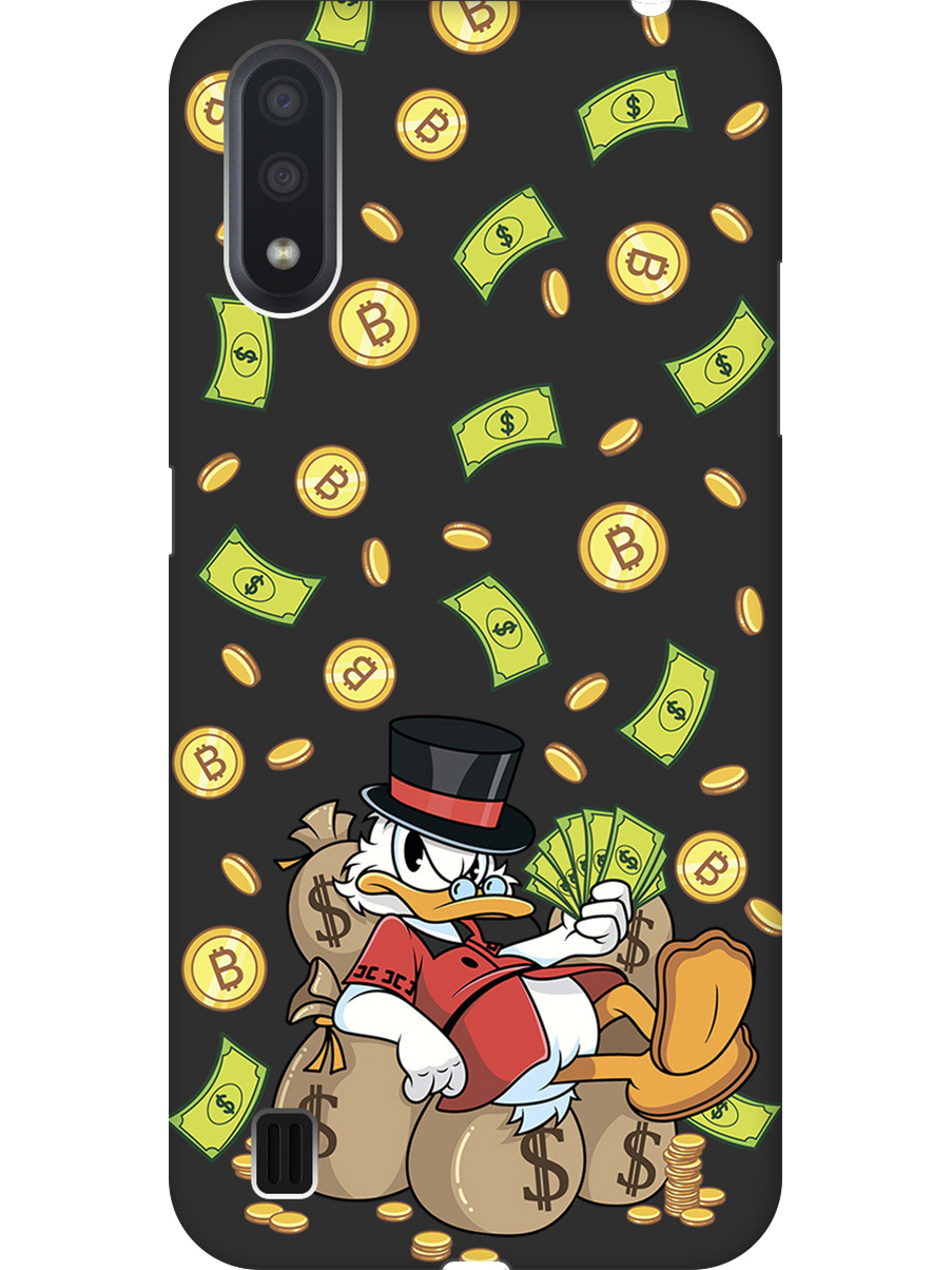 

Силиконовый чехол на Samsung Galaxy A01 с принтом "Богатый Скрудж" матовый черный, Черный;прозрачный;белый;зеленый, 722444471