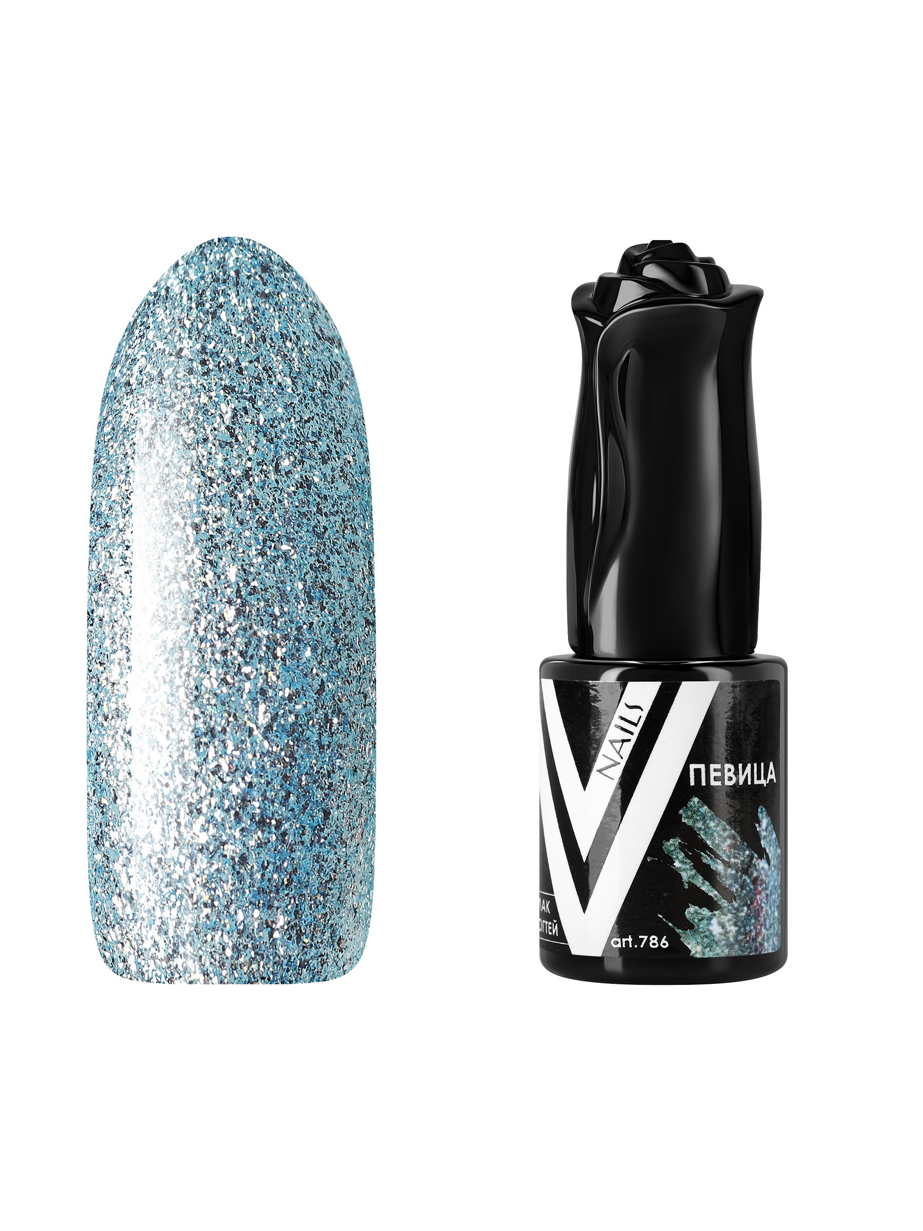 

Гель-лак для ногтей с блестками Vogue Nails плотный с фольгой и поталью, голубой, 10 мл