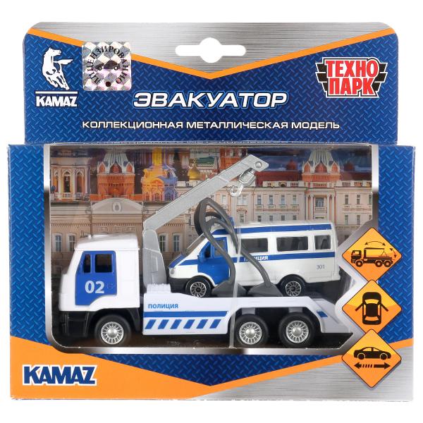 

Машины металл Камаз Эвакуатор 12см,инерц, откр.двери + ГАЗ Газель 7,5см Технопарк