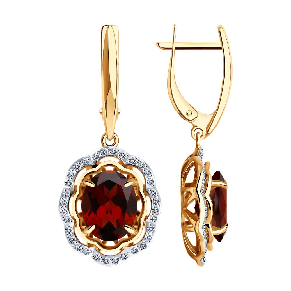 

Серьги из красного золота Diamant 51-321-02510-2, фианит\гранат, 51-321-02510-2