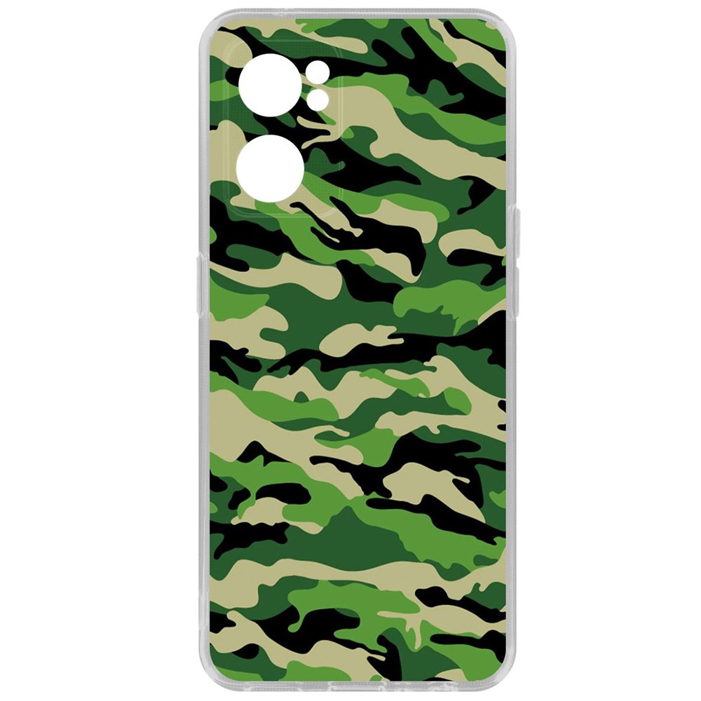 

Чехол-накладка Кейс Камуфляж зеленый для Oppo Reno7 5G, Прозрачный